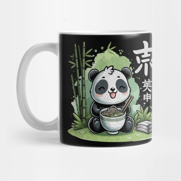 Kawaii Panda Eating Ramen T-Shirt: Adorable Panda Noodle Lover by Designed By Marty